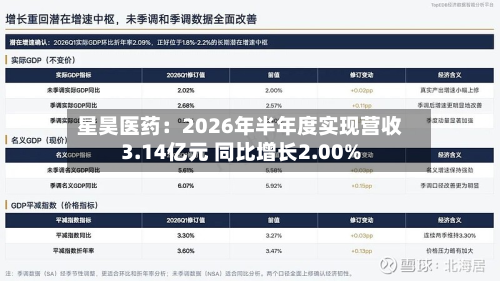 星昊医药：2026年半年度实现营收3.14亿元 同比增长2.00%-第3张图片