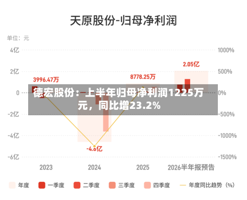 德宏股份：上半年归母净利润1225万元	，同比增23.2%-第2张图片