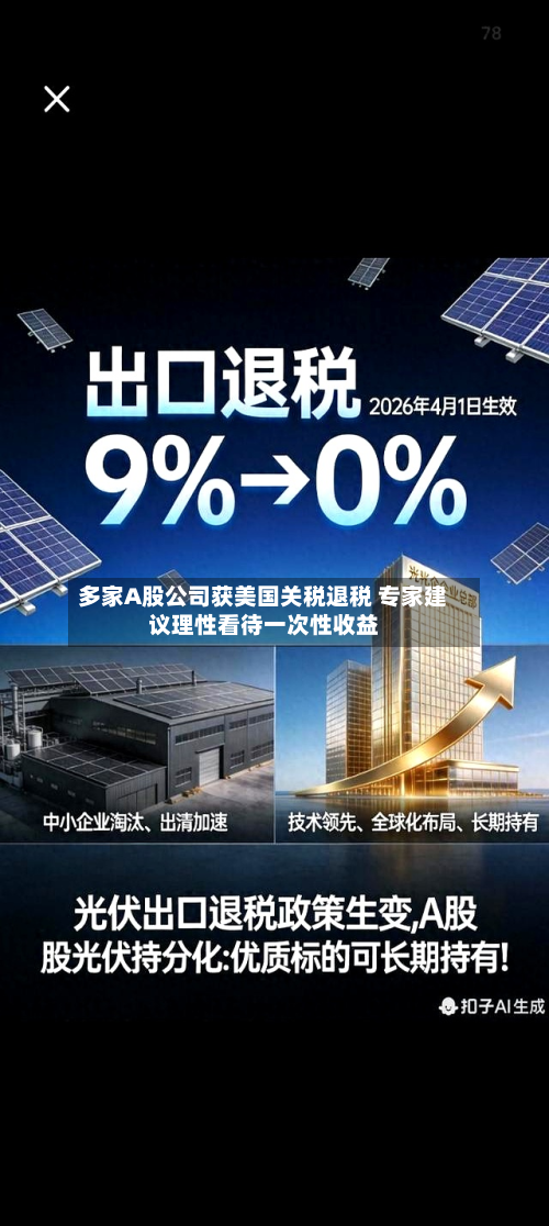多家A股公司获美国关税退税 专家建议理性看待一次性收益