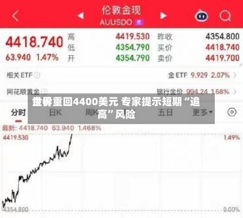 世界金价重回4400美元 专家提示短期“追高”风险