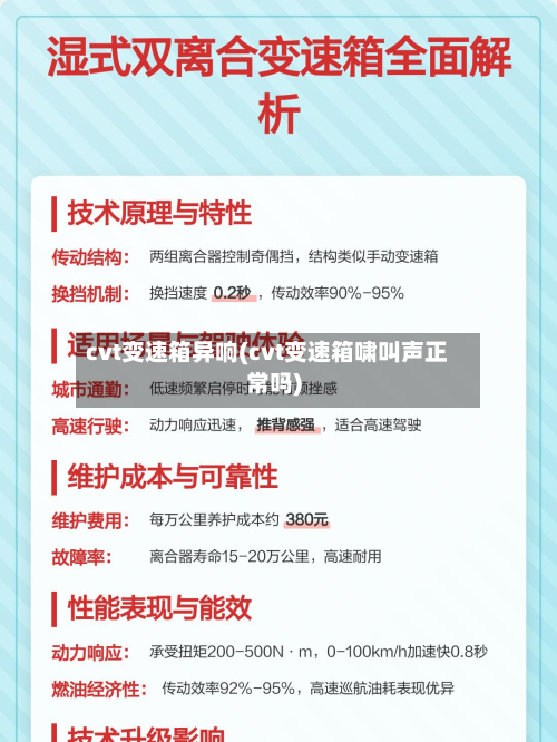 cvt变速箱异响(cvt变速箱啸叫声正常吗)