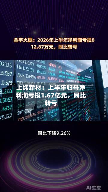 上纬新材：上半年归母净利润亏损1.67亿元，同比转亏