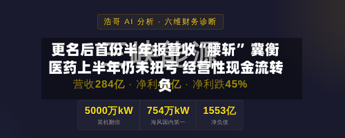 更名后首份半年报营收“腰斩” 冀衡医药上半年仍未扭亏 经营性现金流转负-第3张图片