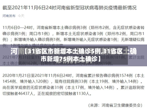 【31省区市新增本土确诊5例,31省区市新增75例本土确诊】