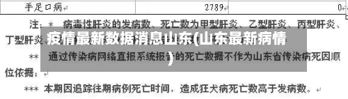 疫情最新数据消息山东(山东最新病情)