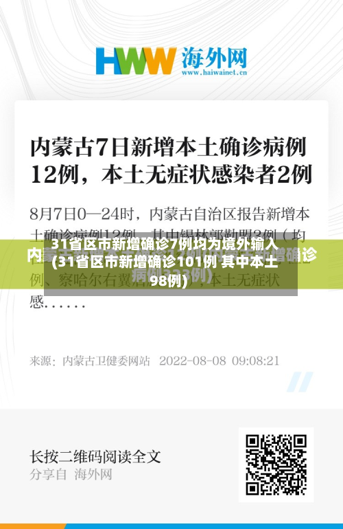 31省区市新增确诊7例均为境外输入(31省区市新增确诊101例 其中本土98例)