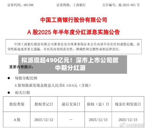 拟派现超490亿元！深市上市公司掀中期分红潮-第2张图片