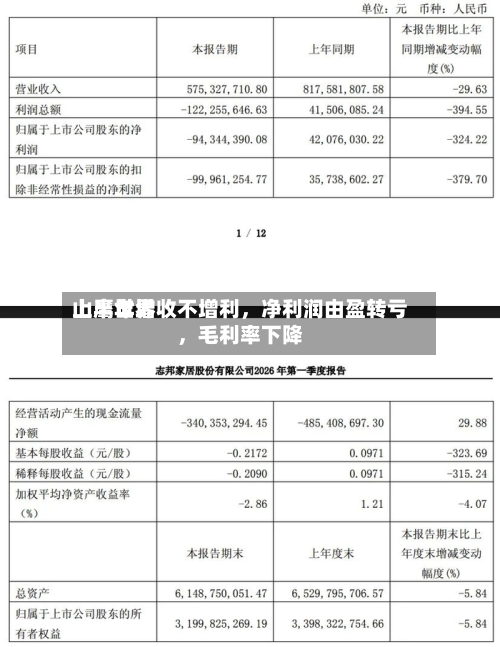 山鹰世界上半年增收不增利，净利润由盈转亏，毛利率下降