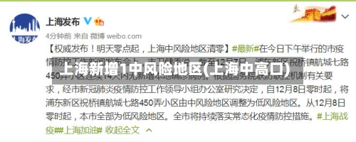 上海新增1中风险地区(上海中高口)