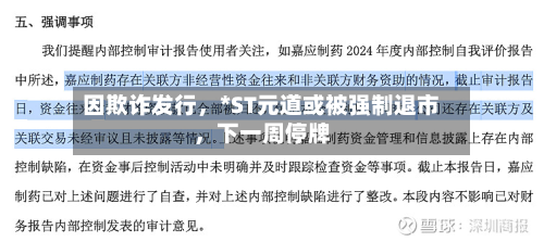 因欺诈发行，*ST元道或被强制退市，下一周停牌-第2张图片