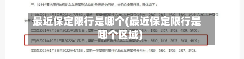 最近保定限行是哪个(最近保定限行是哪个区域)