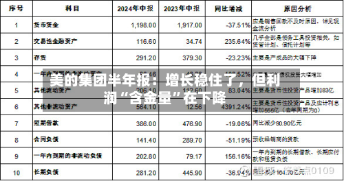 美的集团半年报：增长稳住了，但利润“含金量”在下降-第1张图片