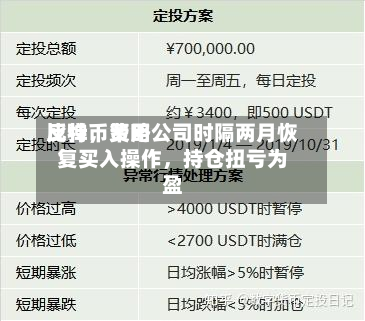 比特币费用反弹，策略公司时隔两月恢复买入操作，持仓扭亏为盈