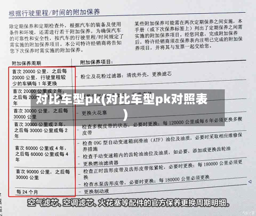 对比车型pk(对比车型pk对照表)