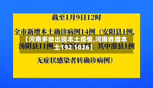 【河南多地出现本土疫情,河南昨增本土192 1026】