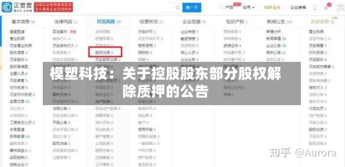 模塑科技：关于控股股东部分股权解除质押的公告-第3张图片