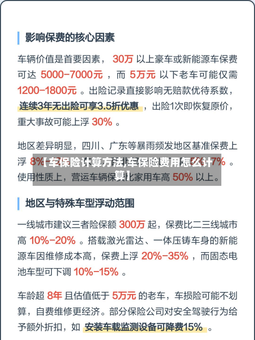 【车保险计算方法,车保险费用怎么计算】