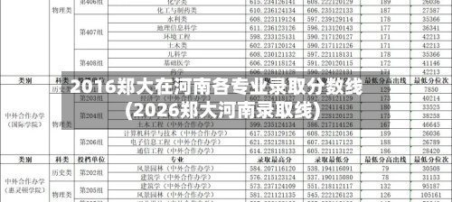 2016郑大在河南各专业录取分数线(2026郑大河南录取线)-第2张图片