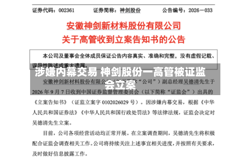 涉嫌内幕交易 神剑股份一高管被证监会立案-第2张图片