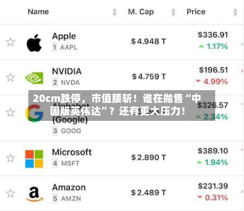 20cm跌停	，市值腰斩！谁在抛售“中国版英伟达”？还有更大压力！-第2张图片