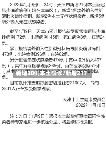 新增28例本土确诊/新增217