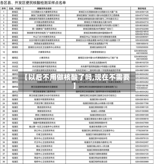 【以后不用做核酸了吗,现在不需要】