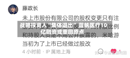战略投资人“集体退出” 蓝帆医疗10亿融资或重回原点-第3张图片