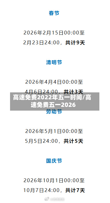 高速免费2022年五一时间/高速免费五一2026