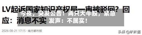 今夜，突发公告！两只大牛股	，紧急发声：不属实！-第2张图片