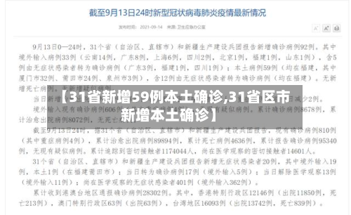 【31省新增59例本土确诊,31省区市新增本土确诊】