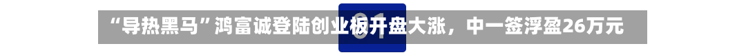 “导热黑马	”鸿富诚登陆创业板开盘大涨，中一签浮盈26万元-第1张图片