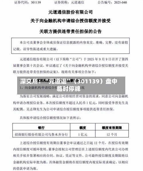 深交所：“元道退”（301139）盘中临时停牌-第3张图片