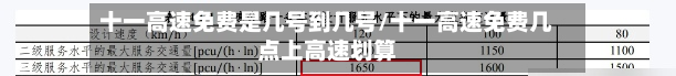 十一高速免费是几号到几号/十一高速免费几点上高速划算