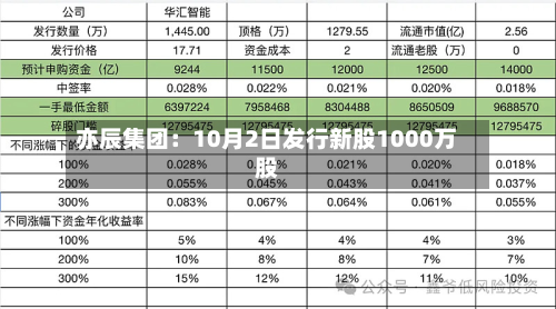 亦辰集团：10月2日发行新股1000万股-第2张图片
