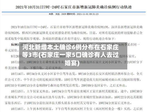 河北新增本土确诊6例分布在石家庄等3市(石家庄一家5口确诊有人去过婚宴)