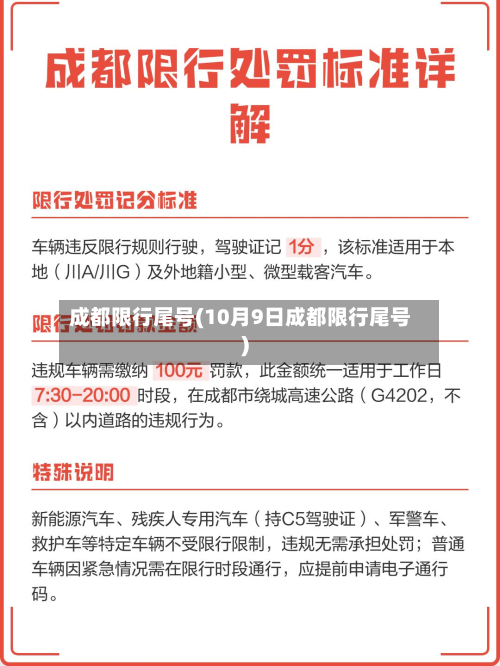 成都限行尾号(10月9日成都限行尾号)