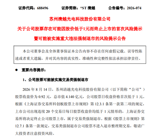 688496	，连踩两道退市红线