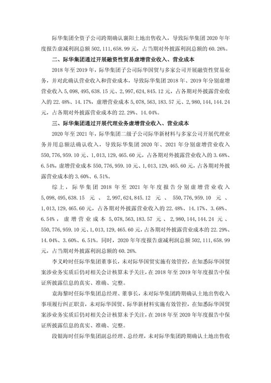 央企上市公司际华集团，通过融资性贸易等虚增营收96.6亿，3任董事长、3任总经理等13名相关责任人员被罚！