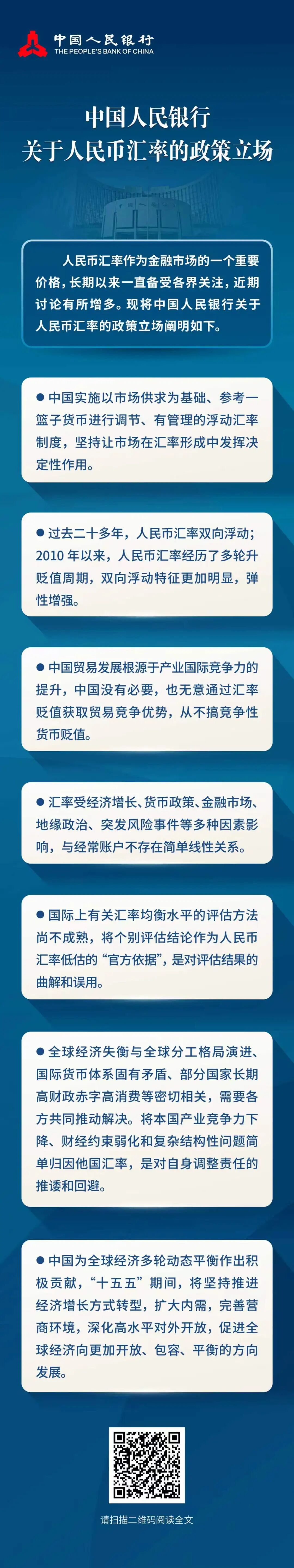 一图速览｜中国人民银行关于人民币汇率的政策立场
